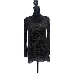 Simply Vera Wang Black Velvet Burnout Chiffon Hem‎ Size XS Petite Whimsigoth